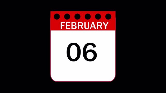 Calendar animation video of Februrary month with transparent background, February month calander animation vedio. Calendar animation of February month. New year calendar video.	