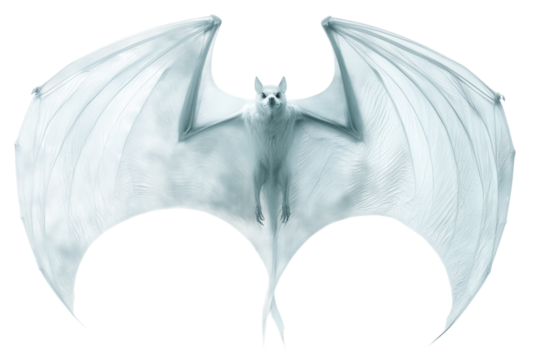 A bat with wings spread, detailed wing membrane texture, realistic but clean design, white background