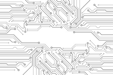 Abstract background with technology circuit board texture. Electronic motherboard illustration. Communication and engineering concept. Vector illustration