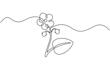 An illustration of a Saintpaulia flowering plant on a white background, African violet in continuous line art drawing style, Saintpaulia flowering plant black linear sketch isolated on white backgroun