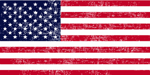 American vintage watercolor flag. Vector hand drawn illustration for 4th of July greeting card, print, banner, poster. USA Independence Day patriotic holiday design element