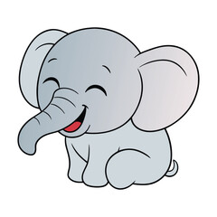Adorable baby elephant playfully covering its eyes with its trunk a joyful cartoon character
