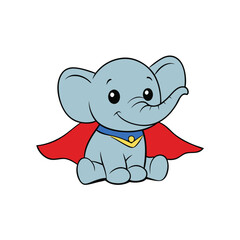 Adorable baby elephant wearing a vibrant superhero cape ready for adventure and fun