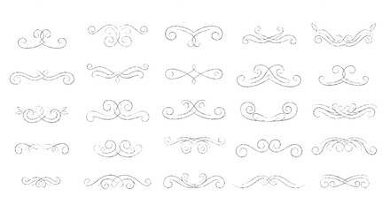 Obraz premium Collection of elegant, hand-drawn flourishes and decorative swirls for design.