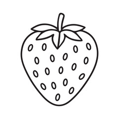 Black and white line drawing of a strawberry