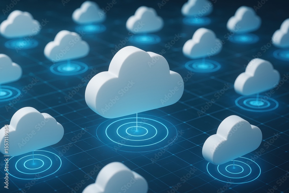 Poster cloud data network: a compelling visual narrative of a digital network, showcasing a network of real