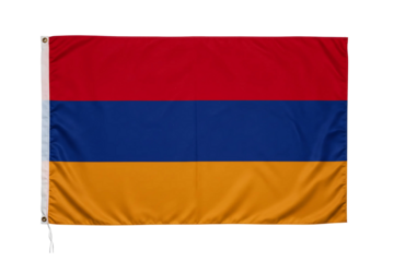 Armenia flag illustration with red, blue, and orange horizontal stripes, isolated on transparent background