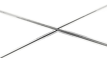 Intersecting lines create an abstract X-shaped design against a stark white background.