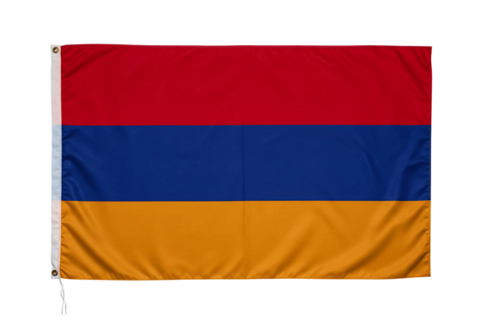 Armenia flag illustration with red, blue, and orange horizontal stripes, isolated on transparent background 