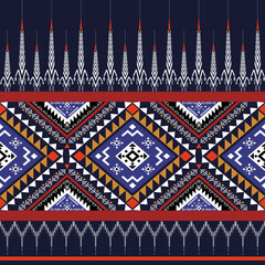Geometric Ethnic pattern,
Native American tribal fabric, tile, carpet, vector,
illustration design, on navy blue background 