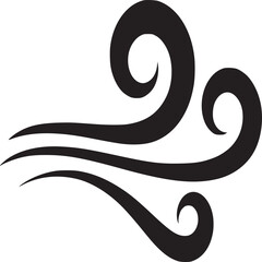 Wind vector illustration graphic design element air flow breeze swirl curve isolated weather icon symbol art on transparent background silhouette