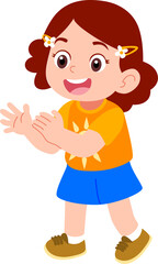 Kindergarten children's girls curly hair with ribbons characters playing outdoors playing hide and seek 