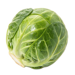 Obraz premium A single brussels sprout is shown in a closeup shot, isolated on transparent background