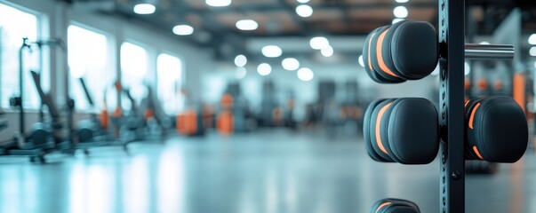 Fitness center interior with equipment