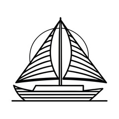 sailboat vector with sunset colors fill