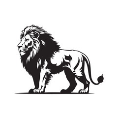 Stunning Black and White Lion Illustration for Creative Designs