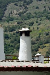 Traditional chimney of Capileira, Alpujarras of Granada, Andalusia, Spain.