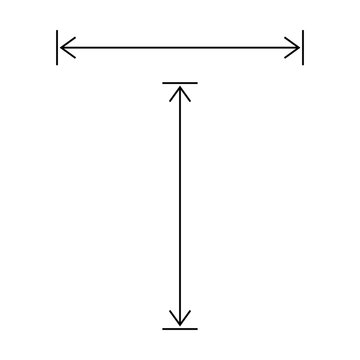 Long double arrow. Thin straight dual arrows with size. Vector Illustration and drawing on white background.