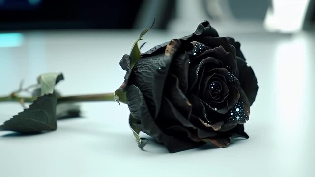 Dried black rose still life