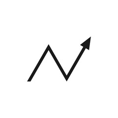 Zigzag upward arrow. Vector illustration. A curved arrow with sharp angles points up.