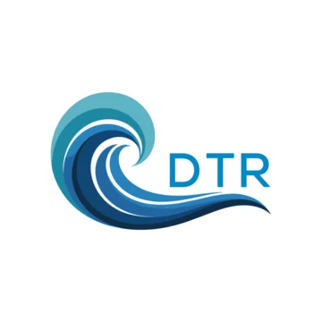 DTR Creative Ocean Wave Symbol with Text, Blue Wave Icon with Company Name , DTR Later Logo, Modern Aqua Wave Business Logo.