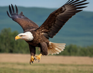 Fototapeta premium eagle in flight HD 8K wallpaper Stock Photographic Image, bald eagle in flight