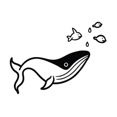 whale spray as swimming fish illustration