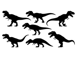 Tyrannosaurus rex silhouette vector illustration of prehistoric dinosaur t rex animal silhouette collection