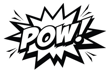 Black and White Comic Book Style POW! Speech Bubble with Sharp Edges Design