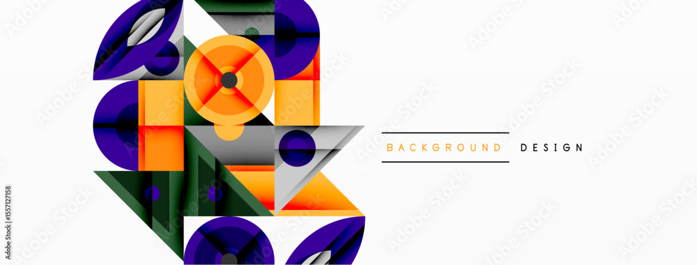 Poster abstract geometric shapes, vibrant colors, modern design. composition features overlapping elements,