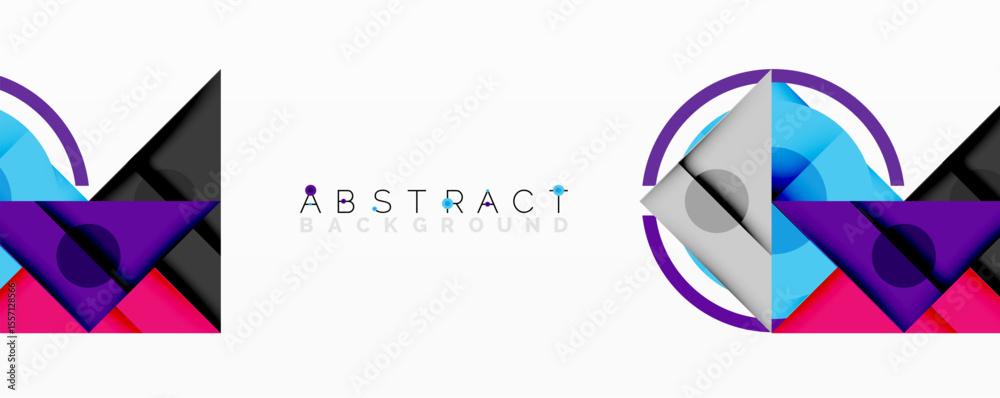 Poster modern abstract design. geometric shapes, vibrant colors, purple accents create dynamic visual effec
