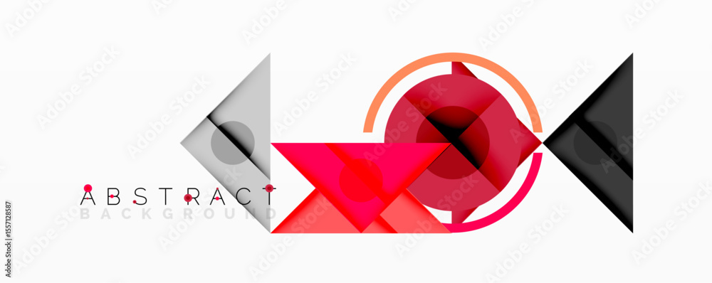 Poster geometric shapes overlap, creating dynamic red, gray design. minimalist composition suits modern bra