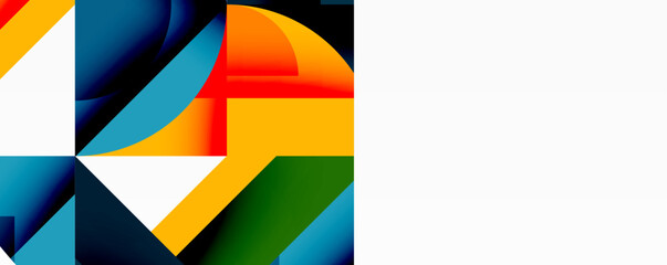 Obraz premium Abstract geometric shapes, vibrant colors, modern design. Composition features overlapping forms, creating dynamic visual interest.