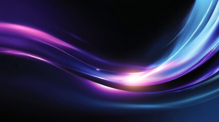 Naklejka premium Abstract Curved Light Lines in Purple and Blue Gradient on Dark Background
