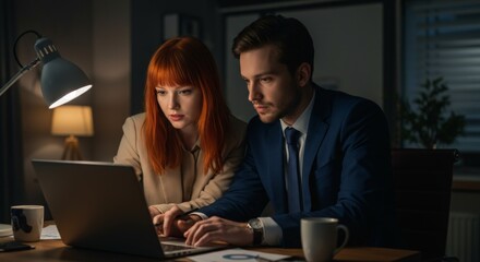 Fototapeta premium office staff stayed to work all night