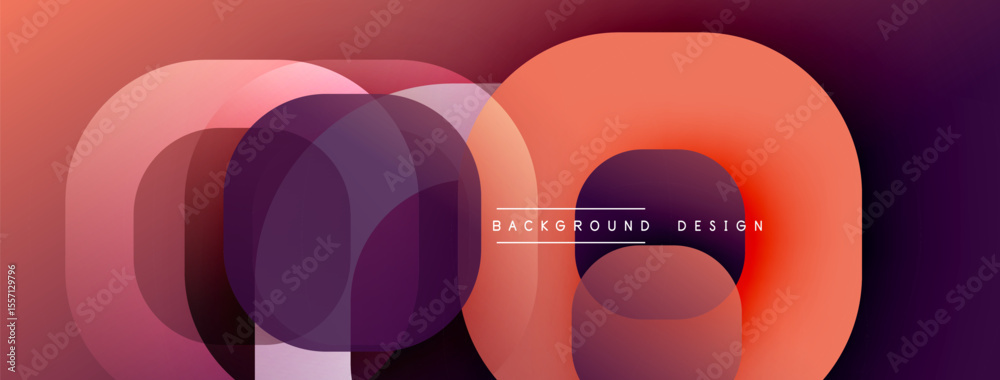 Poster Abstract geometric shapes overlap, creating vibrant color gradients. Modern design elements suggest dynamic visual experience.