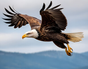 Obraz premium eagle in flight HD 8K wallpaper Stock Photographic Image, bald eagle in flight