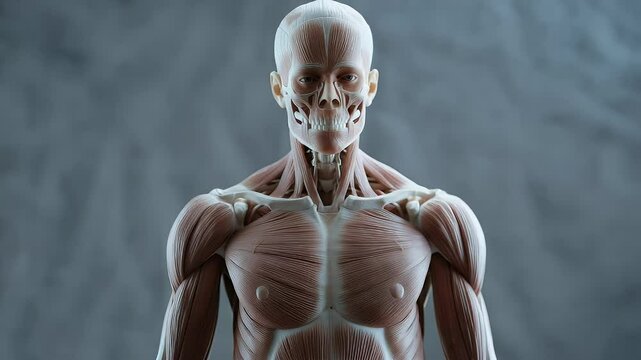 Detailed human muscular system anatomy model 3 d rendering