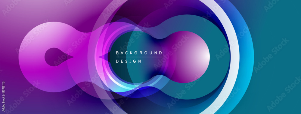 Aufkleber abstract design features overlapping circles, vibrant purple, blue gradients. modern aesthetic, smoo
