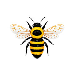 Vibrant Bumblebee with Striking Yellow and Black Stripes on White Background