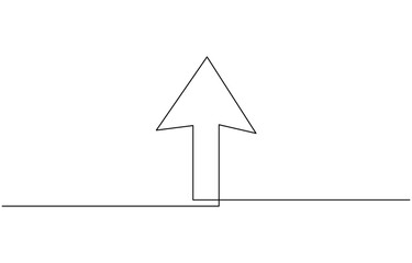 Fototapeta premium Arrow pointing right, line continuous drawing vector. One line Arrow pointing up, Single line Arrow pointing right, vector background. Arrow pointing right, icon. Continuous outline.