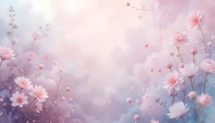 Dreamy Pastel Floral Background with Vintage Vignette
