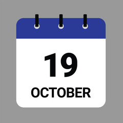 OCTOBER-19- Daily Calendar Icon - White Background