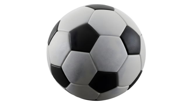 Classic Soccer Ball with Black and White Panels on Transparent Background