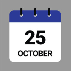 OCTOBER-25- Daily Calendar Icon - White Background