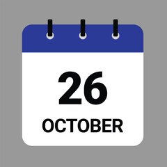OCTOBER-26- Daily Calendar Icon - White Background