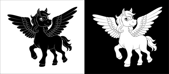 Pegasus Wings Horse Cartoon Animal Illustration