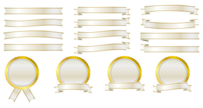 リボン＆メダルアイコンイラスト　シルバー