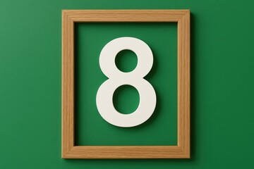 Number 8 displayed on a vibrant green background for artistic, educational, and celebratory purposes with a countdown theme.