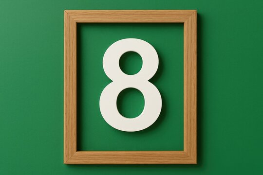 Number 8 displayed on a vibrant green background for artistic, educational, and celebratory purposes with a countdown theme.
